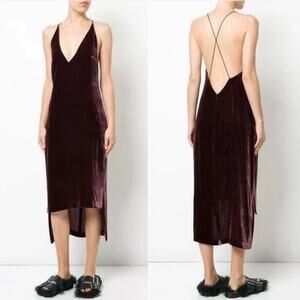 Dion Lee | Fine Line Velvet Midi Slip Dress In Merlot Burgundy 2